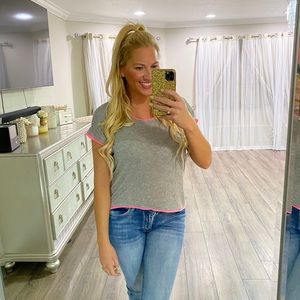 Pink‎ & Grey High Low Burnout Tee 💖